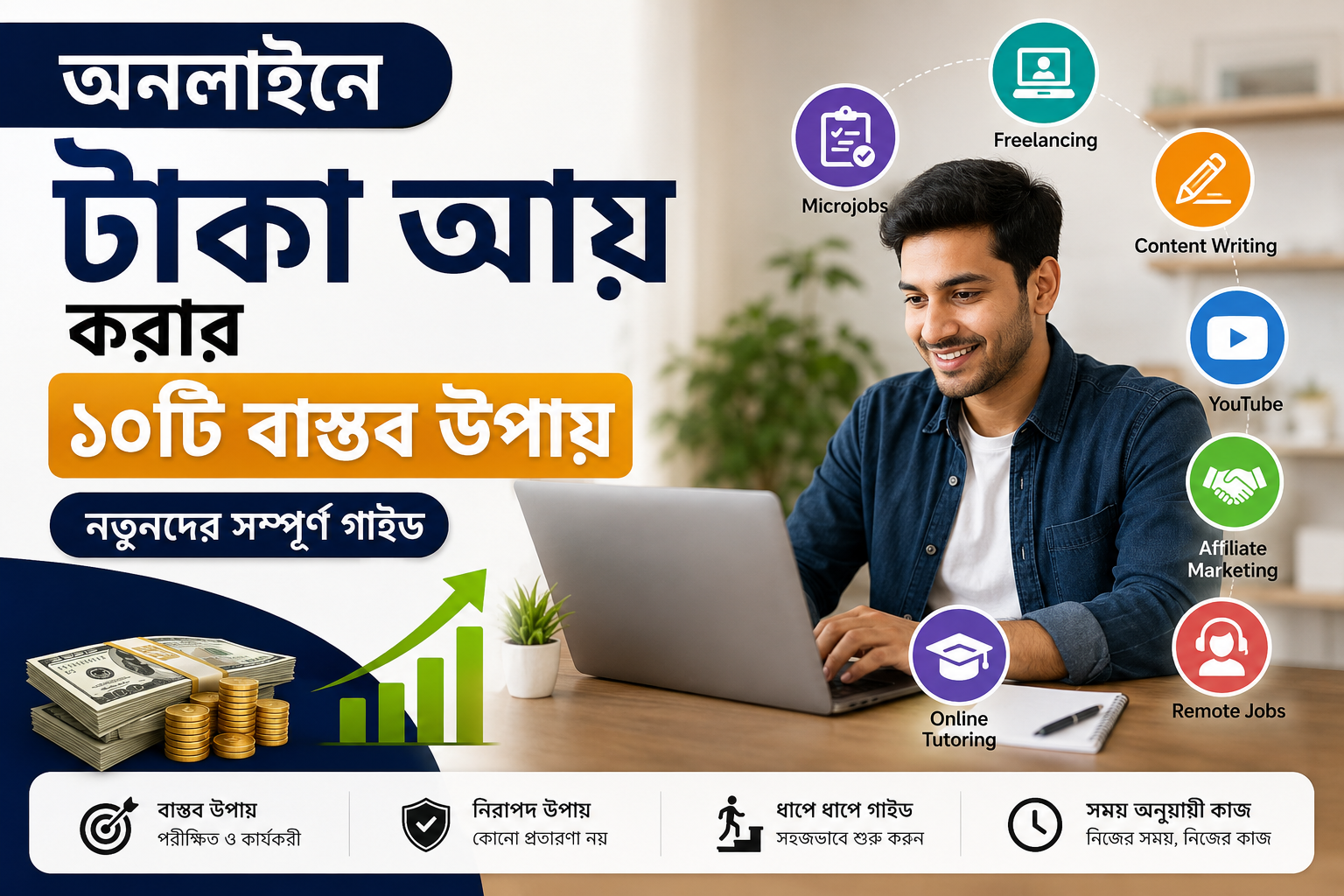 অনলাইনে টাকা আয় করার ১০টি বাস্তব উপায়: নতুনদের সম্পূর্ণ গাইড
